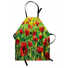 Poppies on Green Grass Apron