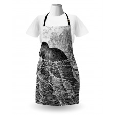 Hand Drawn Sea Cow Design Apron