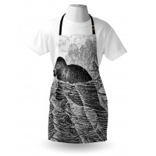 Hand Drawn Sea Cow Design Apron