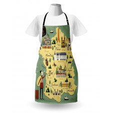 Travel Landmarks Map Doodle Apron