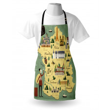 Travel Landmarks Map Doodle Apron