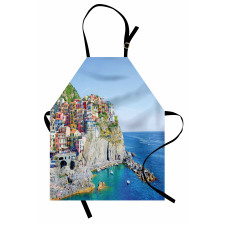 Colorful Coastal Village Apron