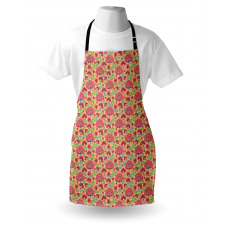 Curlicue Floral Motif Dots Apron