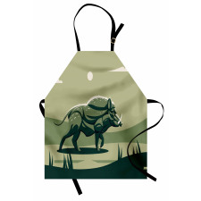 Wild Boar with Tusks Art Apron