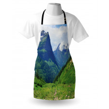 Summer Cloudy Peaks and Grass Apron