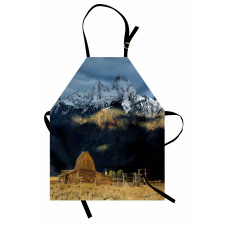 Rustic Wooden Hut Mountains Apron