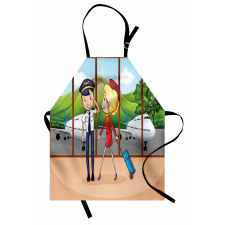 Pilot and Hostess Cartoon Apron