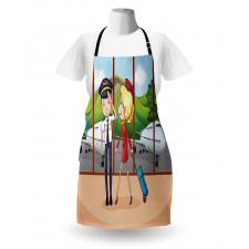 Pilot and Hostess Cartoon Apron