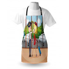 Pilot and Hostess Cartoon Apron