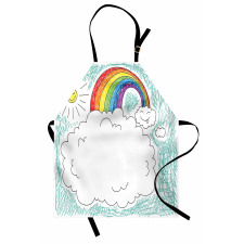 Childish Drawn Rainbow Sun Apron