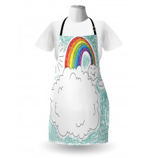 Childish Drawn Rainbow Sun Apron