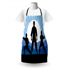 Karate Men Silhouettes Sun Apron