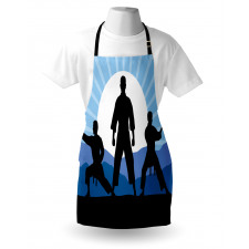 Karate Men Silhouettes Sun Apron