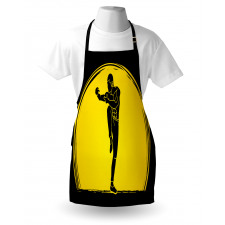 Karate Pose Man on Moon Apron