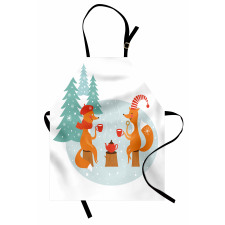 Happy Foxes Winter Apron