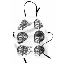 Greyscale Sketch Skulls Apron