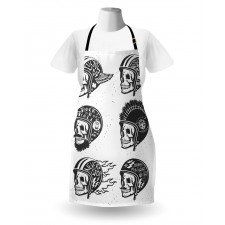 Greyscale Sketch Skulls Apron