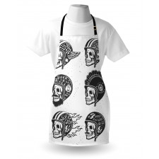 Greyscale Sketch Skulls Apron