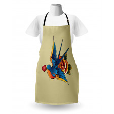 Heart Bird and Rose Art Apron