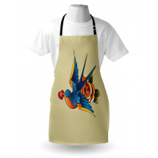 Heart Bird and Rose Art Apron