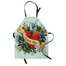 I Love You Ribbon Heart Apron