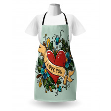 I Love You Ribbon Heart Apron