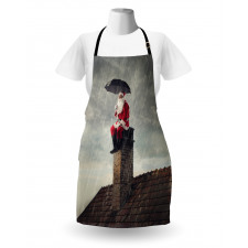 Santa on Chimney in Rain Apron