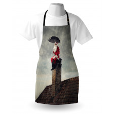 Santa on Chimney in Rain Apron