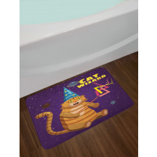 Cat Wizard Funny Cartoon Bath Mat