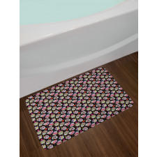 Sugar Skulls Flowers Bath Mat