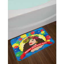 Pop Art Girl and Balloons Bath Mat