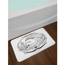 Outline Sailor with Pipe Bath Mat