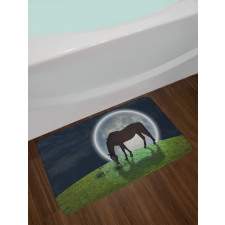 Horse on Hill Full Moon Bath Mat