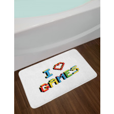 Love Video Games Pixel Art Bath Mat