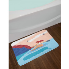 Girl on Surfboard Seascape Bath Mat