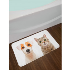 Portraits of Dog and Cat Bath Mat