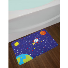 Starry Rocket Planets Bath Mat