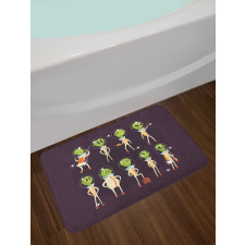 Little Green Ufo in Suits Bath Mat