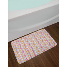 Folkloric Ornamental Flowers Bath Mat