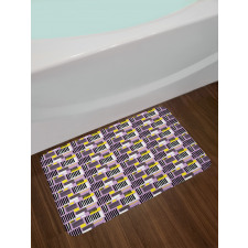 Modern Stripe and Squares Bath Mat