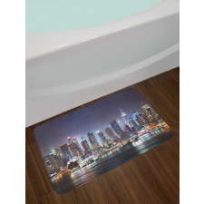 Manhattan Skyline at Night Bath Mat