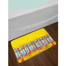 Riding Bicycles in Woodland Bath Mat