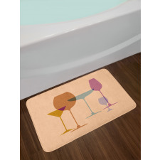 Wine Glasses Silhouette Art Bath Mat