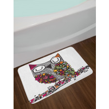 Geometric Floral Blossoms Bath Mat