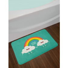 Love Wording Happy Clouds Bath Mat