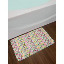 Doodle Peonies Berries Leaves Bath Mat