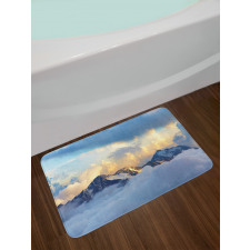 Snowy and Cloudy Peak Bath Mat