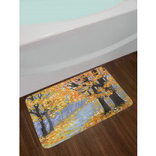 Gouache Autumn Scenery Art Bath Mat