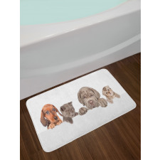 Pets Peeking over Wall Bath Mat