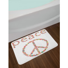 Peace Sign with Flower Bath Mat